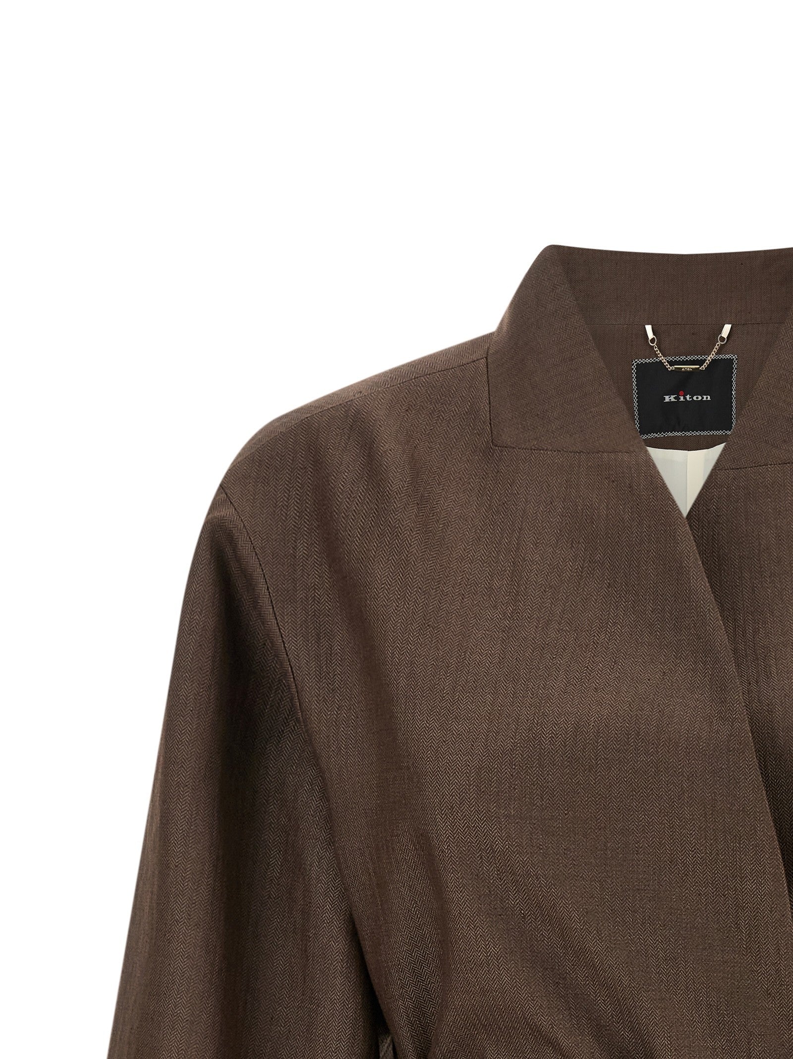 Kiton Linen Blend Blazer Brown