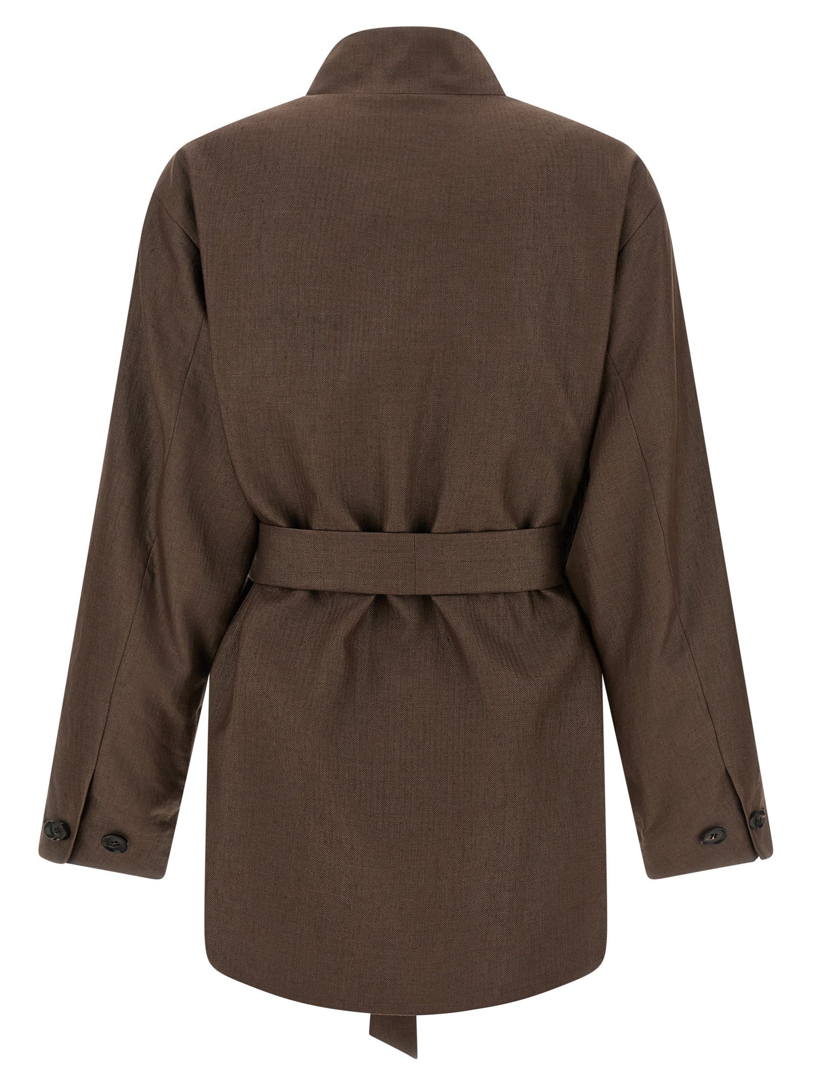 Kiton Linen Blend Blazer Brown