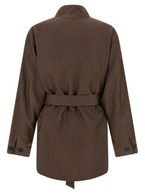 Kiton Linen Blend Blazer Brown
