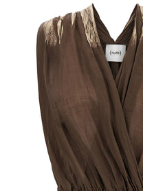 Nude Lucy Linen Blend Dress Brown, view 3