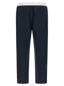 Brunello Cucinelli Linen Cotton Joggers Blue
