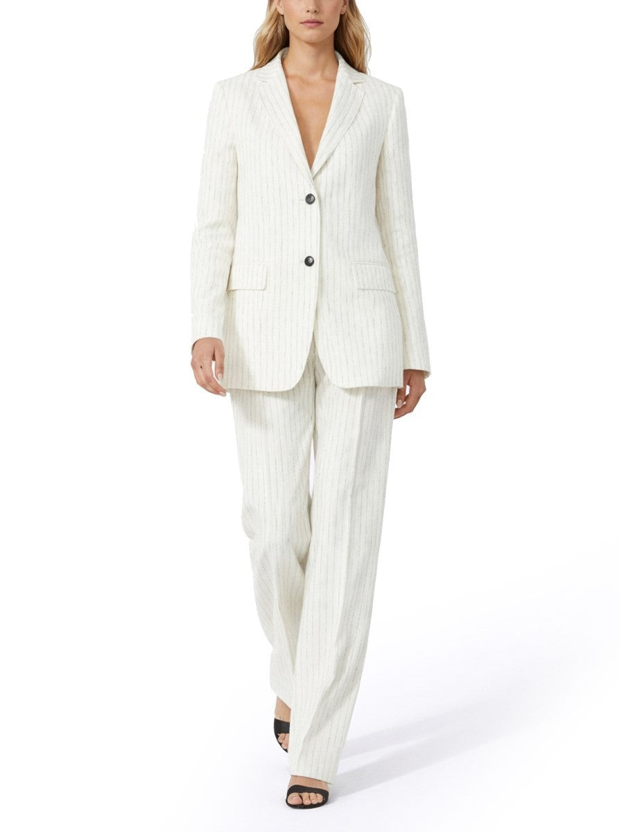 Max Mara Women's Linen Pinstripe Blazer White