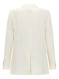 Max Mara Women's Linen Pinstripe Blazer White