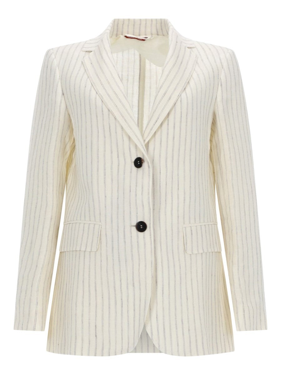 Max Mara Women's Linen Pinstripe Blazer White