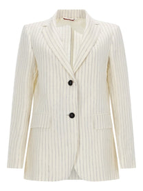 Max Mara Women's Linen Pinstripe Blazer White