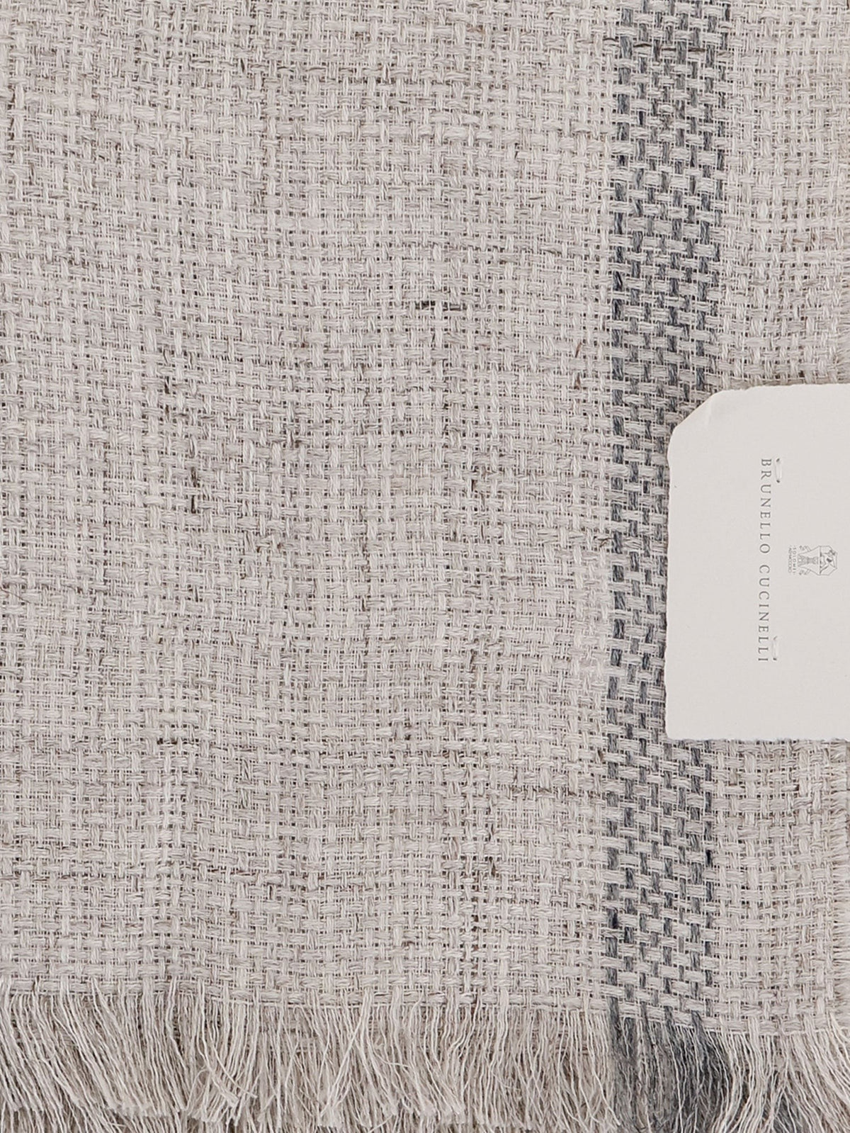 Brunello Cucinelli Men's Linen Scarf Grey, view 3