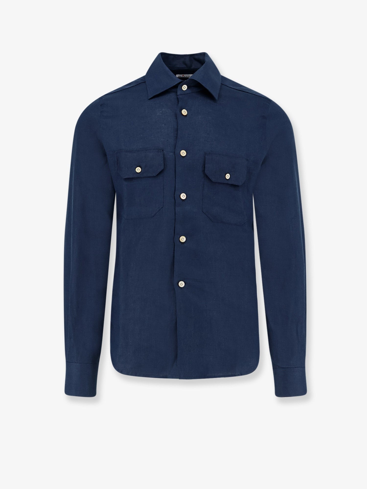 Kiton Men's Linen Shirt Blue
