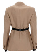 Max Mara Women's Linen Sling Double Breasted Blazer Beige, view 2