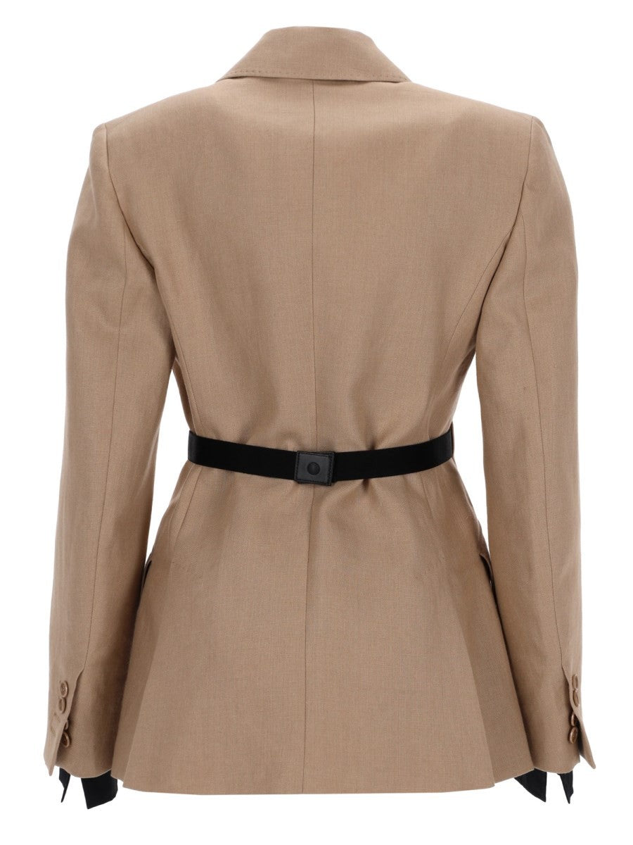 Max Mara Women's Linen Sling Double Breasted Blazer Beige