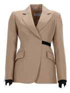 Max Mara Women's Linen Sling Double Breasted Blazer Beige