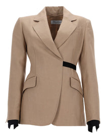 Max Mara Women's Linen Sling Double Breasted Blazer Beige