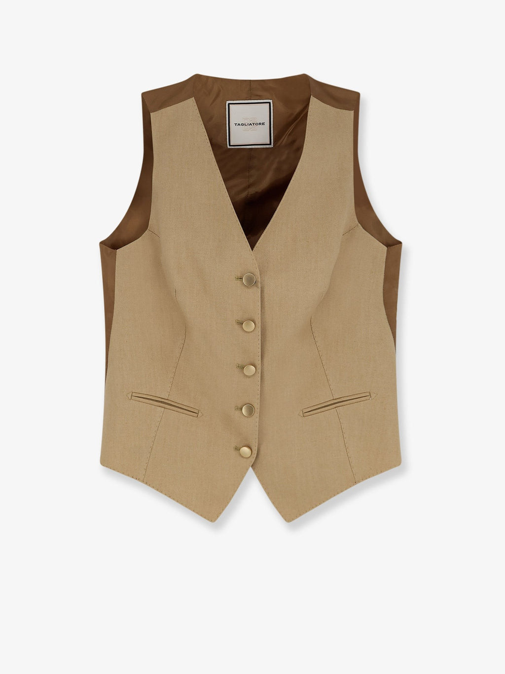 Tagliatore Women's Linen Vest Beige