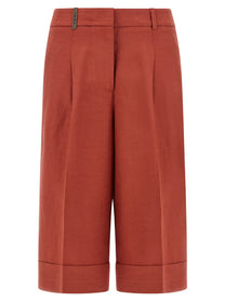 Peserico Linen Viscose Bermuda Shorts Red