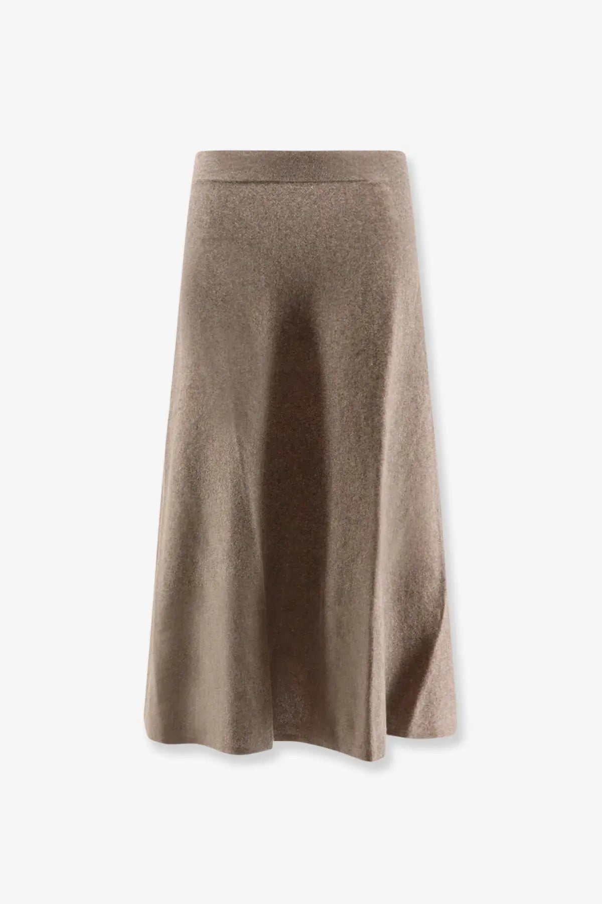 Lisa Yang women’s torie cashmere skirt brown taupe a-line textured with subtle sheen and smooth waistband
