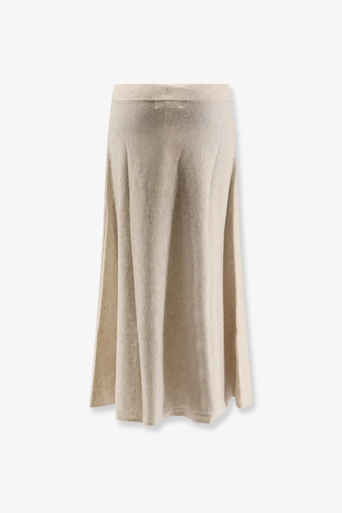 Lisa Yang women’s Torie cashmere skirt white beige linen midi with subtle texture and side slits front view