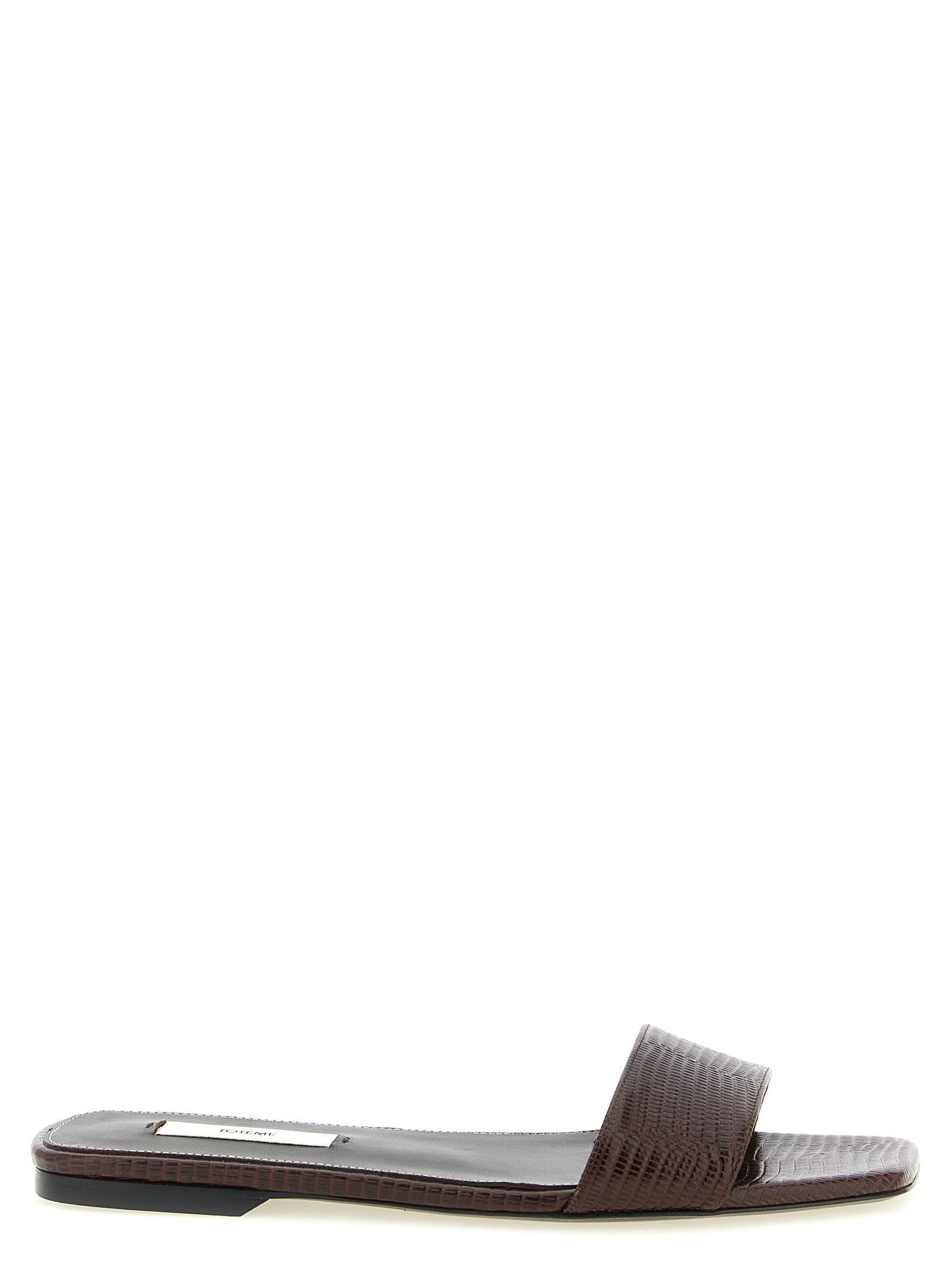 Toteme Lizard Leather Sandals Brown