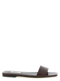 Toteme Lizard Leather Sandals Brown