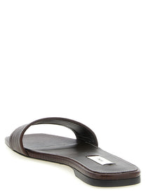 Toteme Lizard Leather Sandals Brown