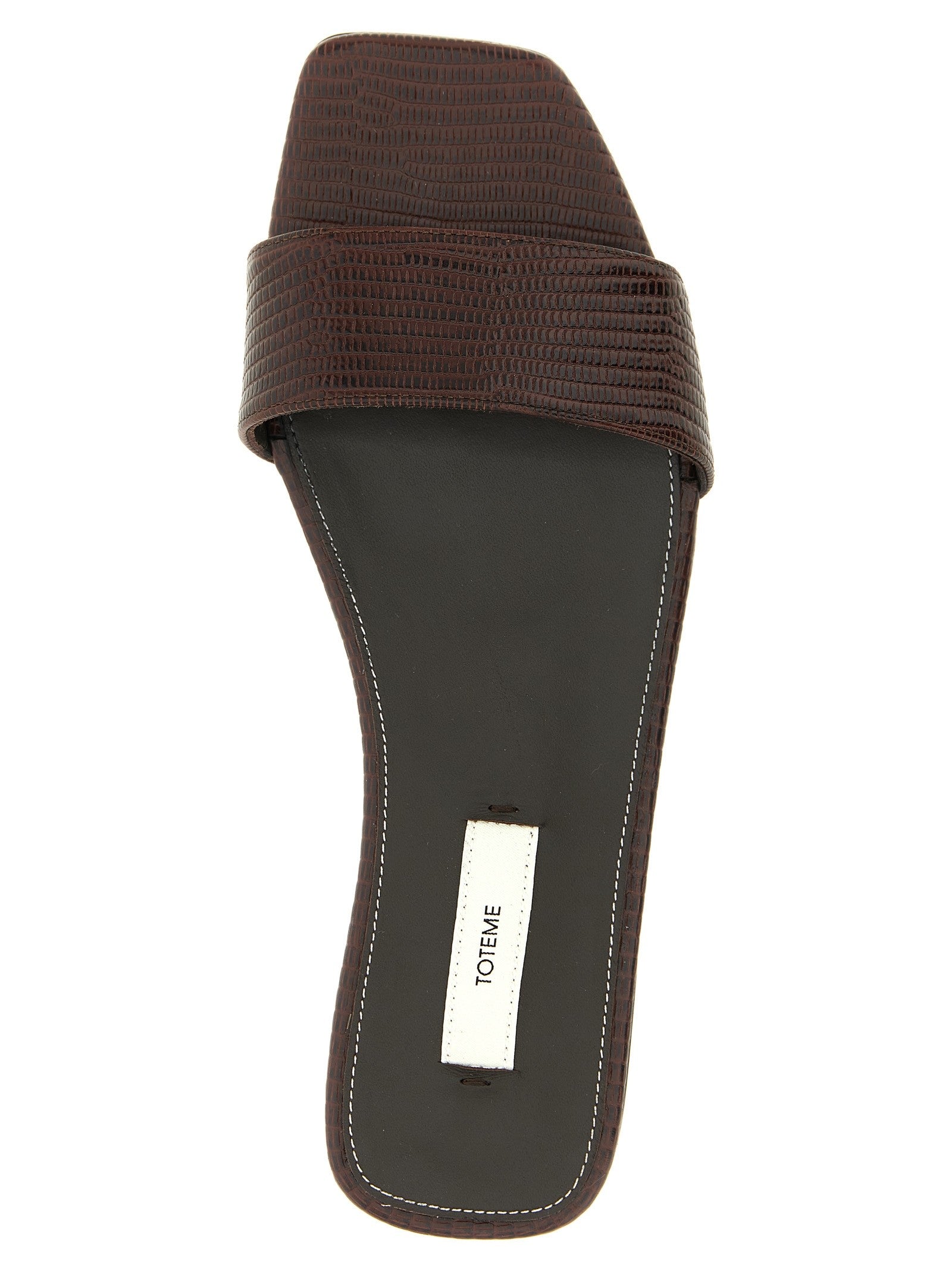 Toteme Lizard Leather Sandals Brown