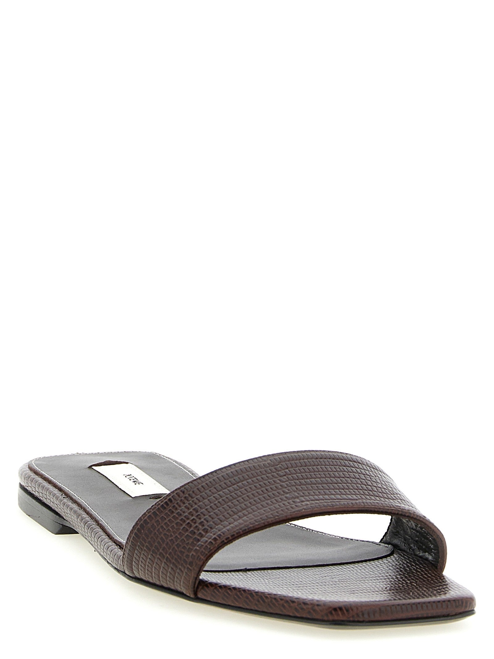 Toteme Lizard Leather Sandals Brown