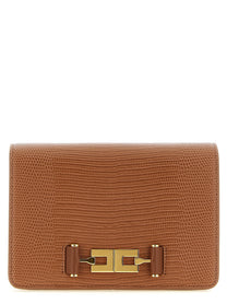 Elisabetta Franchi Lizard Print Crossbody Bag Brown