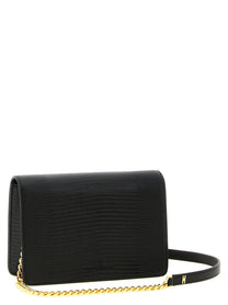 Elisabetta Franchi Lizard Print Crossbody Bag Black