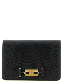 Elisabetta Franchi Lizard Print Crossbody Bag Black