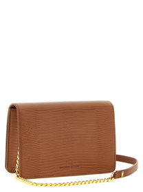 Elisabetta Franchi Lizard Print Crossbody Bag Brown