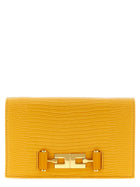 Elisabetta Franchi Lizard Print Crossbody Bag Beige
