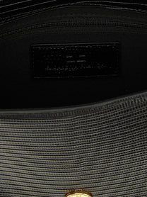 Elisabetta Franchi Lizard Print Crossbody Bag Black