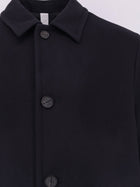 Hevò Men's Loconia Single Breasted Wool Blend Coat Blue