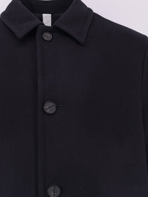 Hevò Men's Loconia Single Breasted Wool Blend Coat Blue