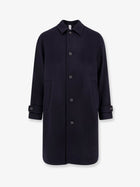 Hevò Men's Loconia Single Breasted Wool Blend Coat Blue