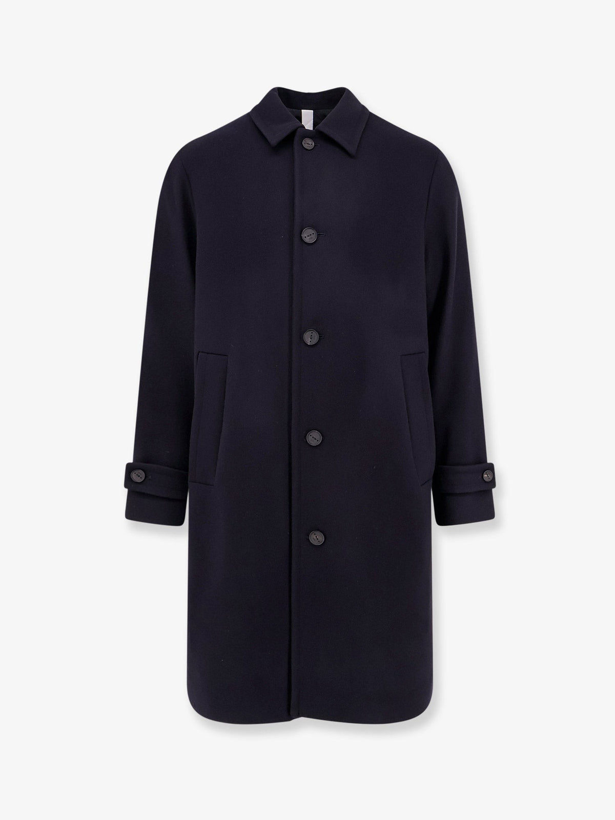 Hevò Men's Loconia Single Breasted Wool Blend Coat Blue