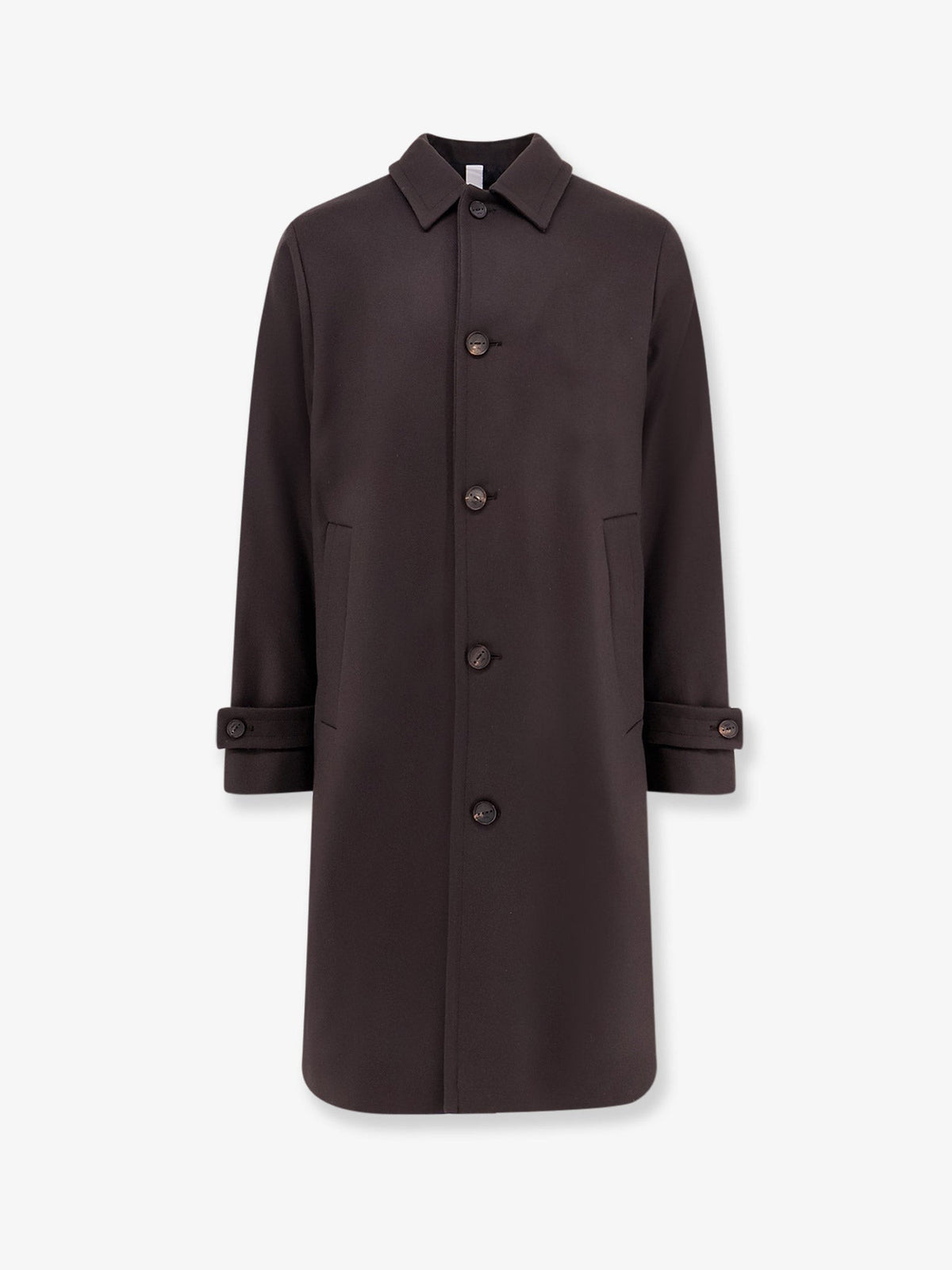 Hevò Men's Loconia Single Breasted Wool Blend Coat Brown