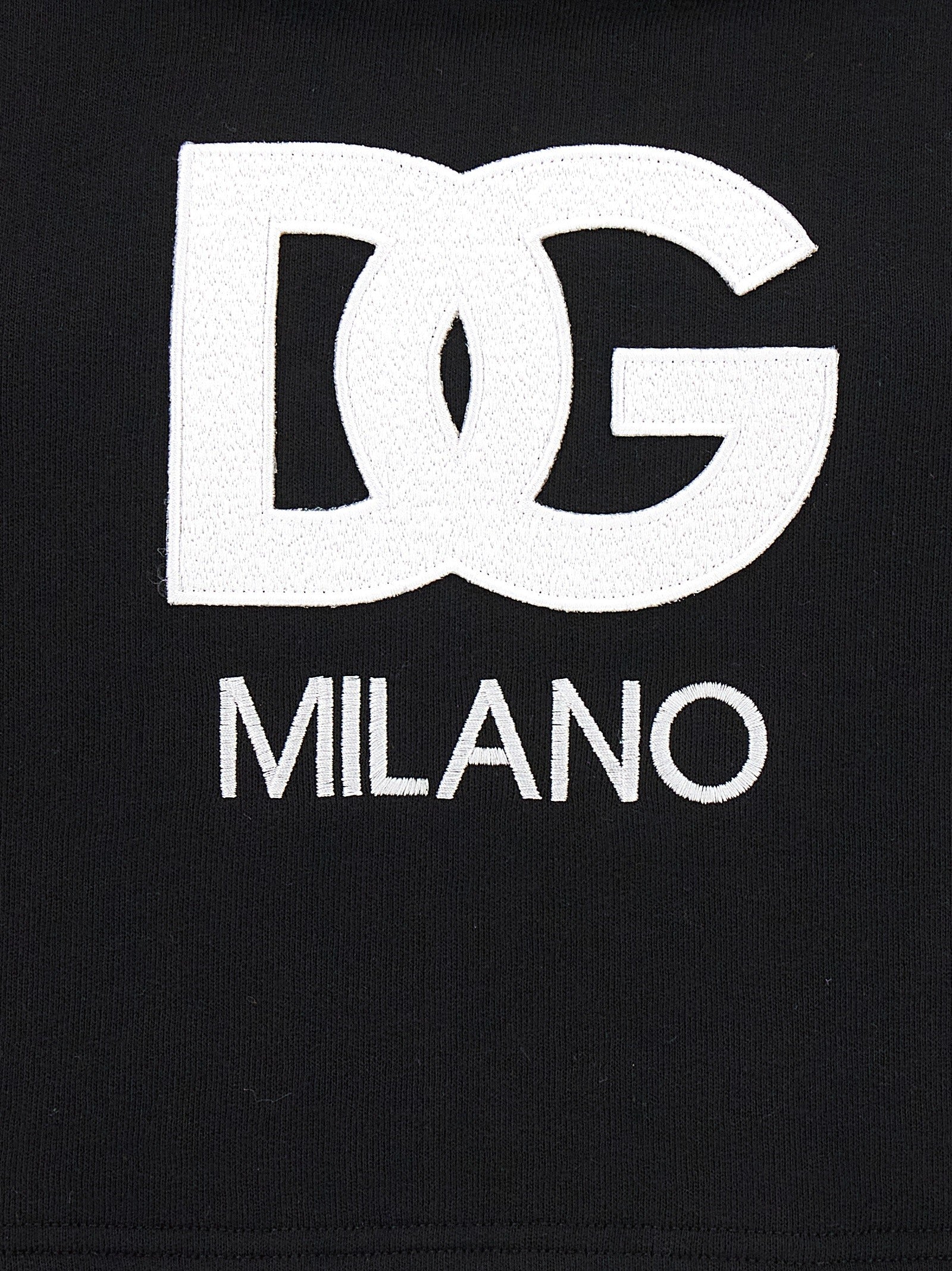Dolce &amp; Gabbana Embroidery Cropped Hoodie Black