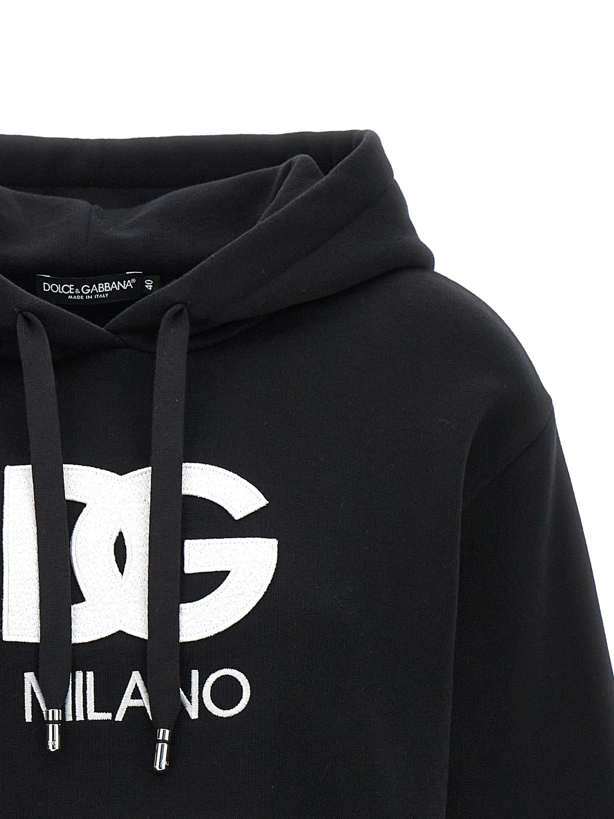 Dolce &amp; Gabbana Embroidery Cropped Hoodie Black