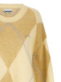 Ganni Embroidery Diamond Sweater Yellow
