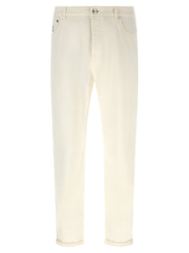 Brunello Cucinelli Embroidery Jeans White