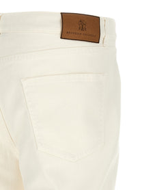 Brunello Cucinelli Embroidery Jeans White