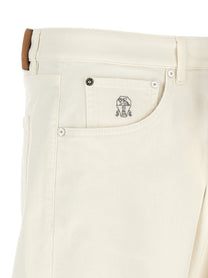 Brunello Cucinelli Embroidery Jeans White