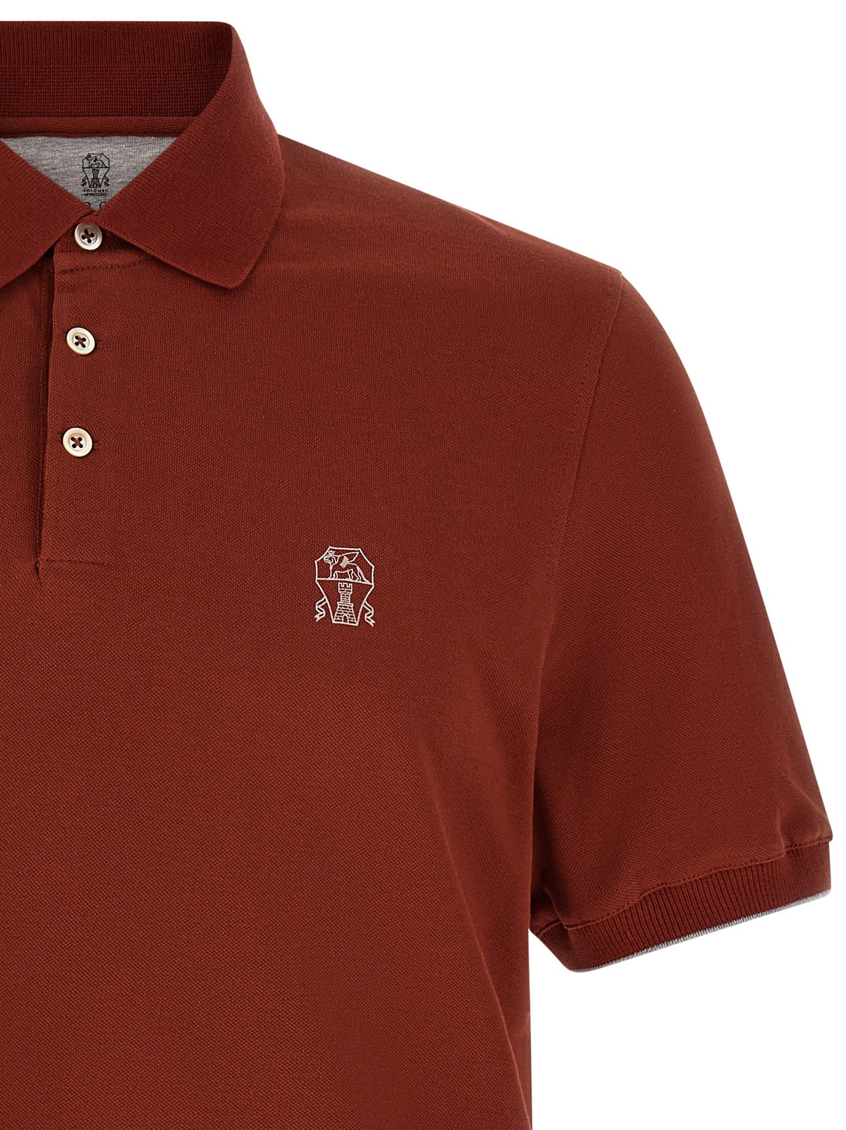 Brunello Cucinelli Embroidery Polo Shirt Red