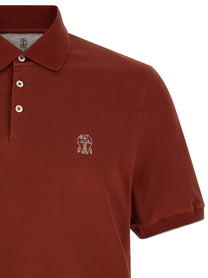 Brunello Cucinelli Embroidery Polo Shirt Red