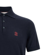 Brunello Cucinelli Embroidery Polo Shirt Blue, view 3