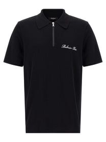 Balmain Embroidery Polo Shirt White