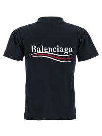 Balenciaga Embroidery Polo Shirt Blue