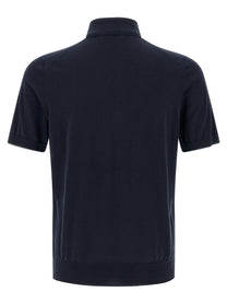 Brunello Cucinelli Embroidery Polo Shirt Blue