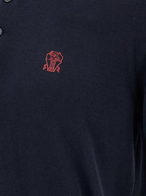 Brunello Cucinelli Embroidery Polo Shirt Blue