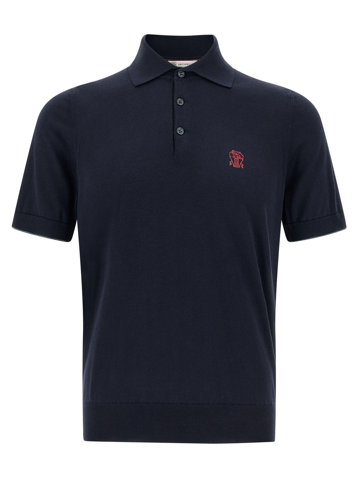Brunello Cucinelli Embroidery Polo Shirt Blue