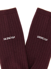 Balenciaga Embroidery Ribbed Tights Red